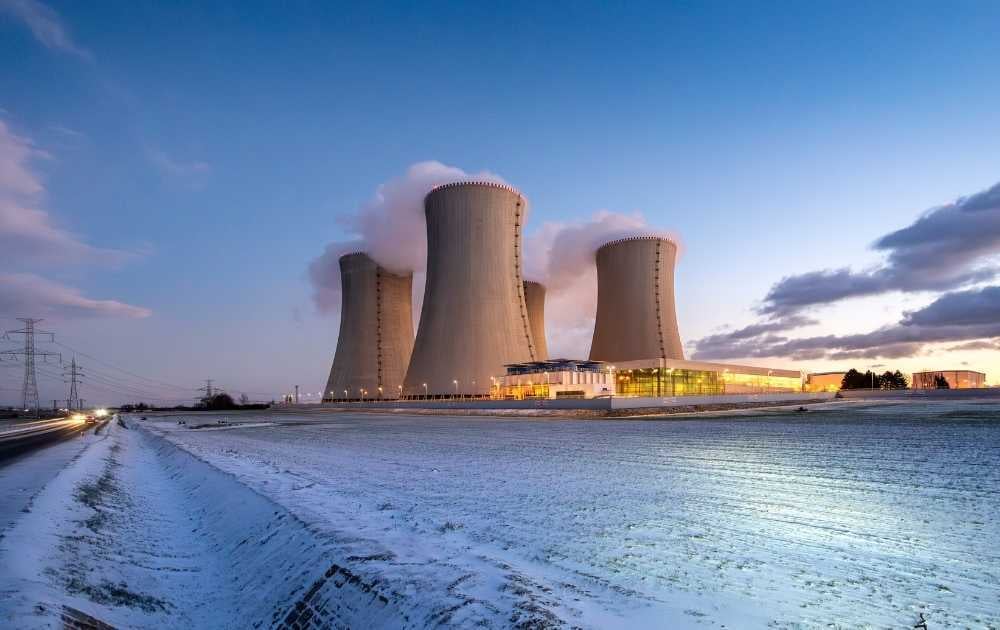 Nuclear power plant during winter
