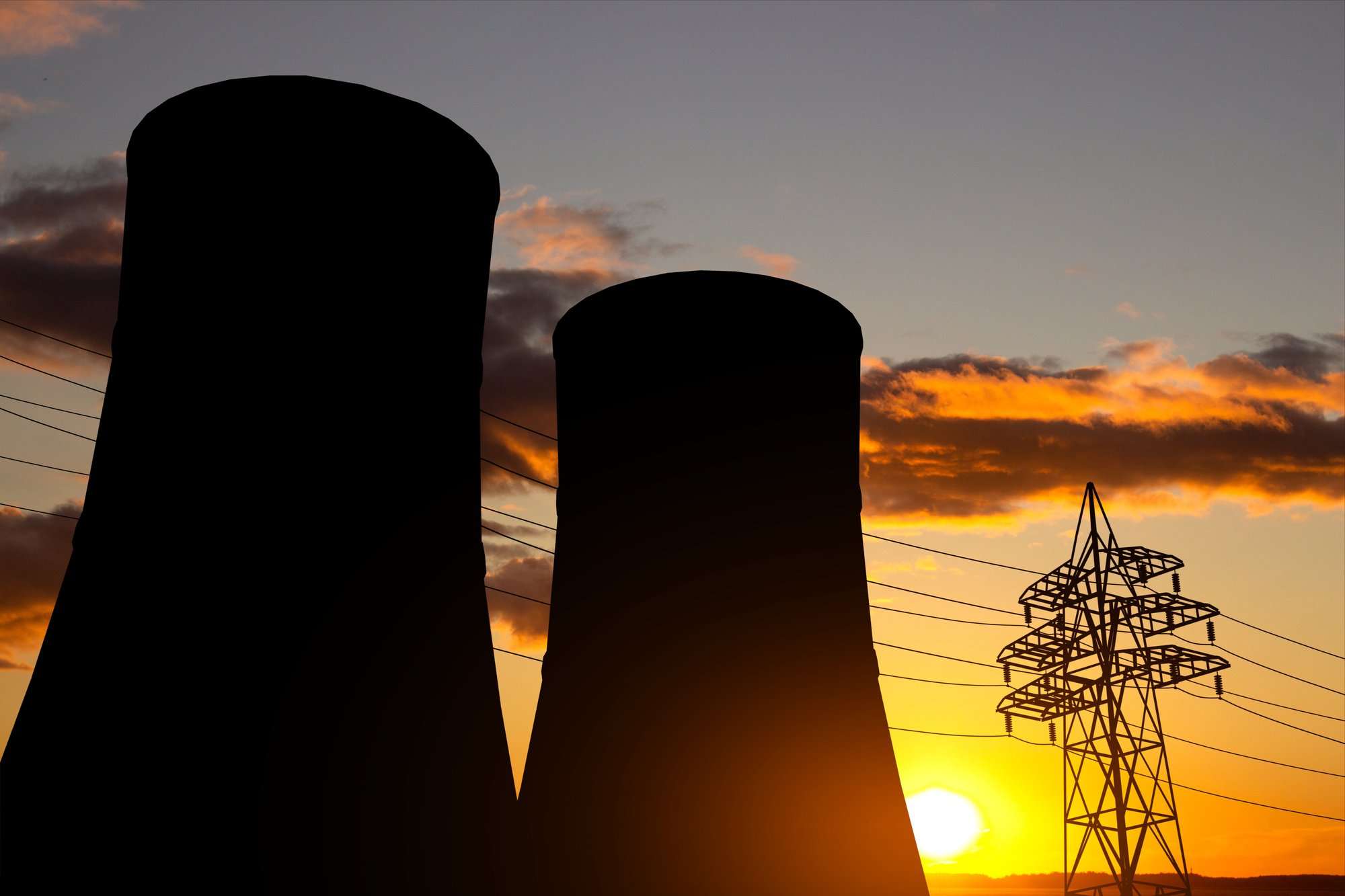 Nuclear power plant at sunset Nuclear power plant at sunset